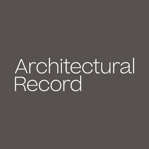A dark gray square with white text in the center reads "Architectural Record.